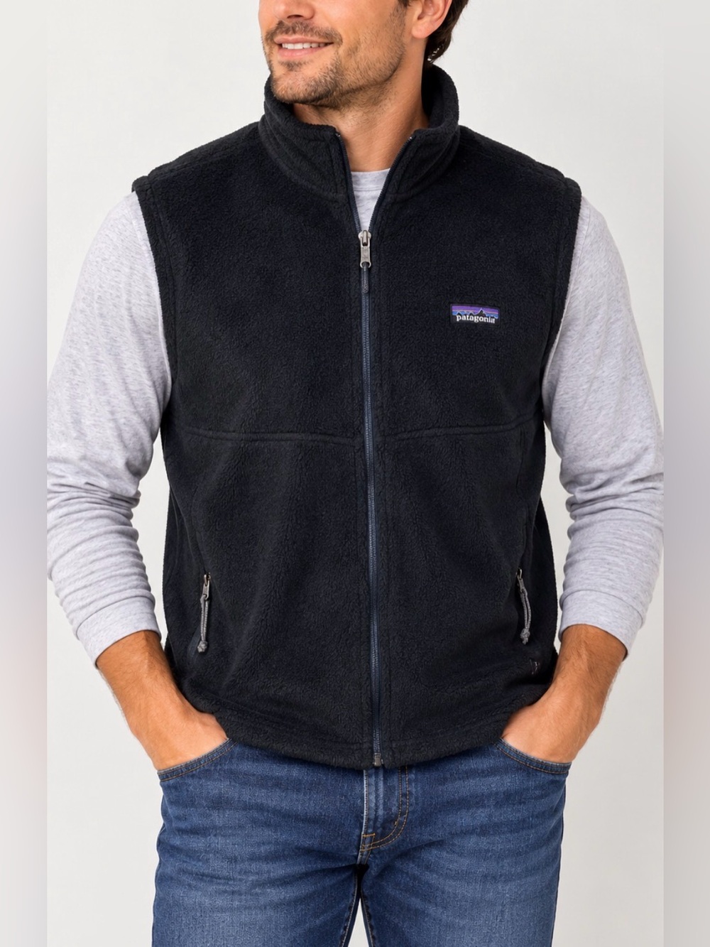Vintage 2001 Patagonia Black Fleece Vest Made in USA Size XL